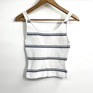 Aritzia Babaton Ribbed Knit Squareneck Tank Top Stripes Fitted Bodycon Size S